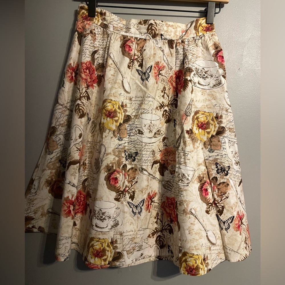 Retrolicious Cream Midi A-line Skirt